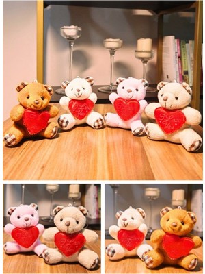 Adm Store Kalpli Love Yazılı 4 Adet Mini Lüx Ayıcık Sevgiliye Hediye 11 cm x 9 cm Kalpli Love Yazılı Ayıcık sevgiliye Özel Hediye