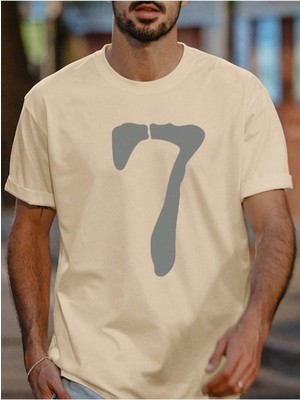 Woodroffe 7 Rakam Baskılı Oversize Erkek T-Shirt Salaş Boyfirend