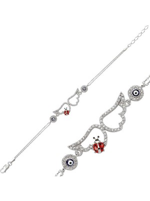 Caseras Gümüş Uğur Böcekli Melek Kanadı Kadın Bileklik CSR2181521