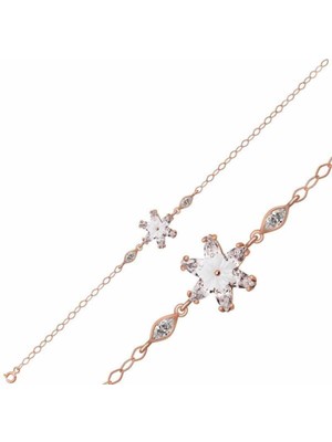 Caseras Gümüş Rose Beyaz Lotus Çiçeği Bileklik CSR2183357