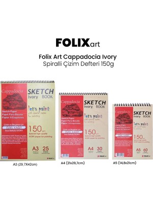 Folix Art Cappadocia Ivory Spiralli Çizim Defteri 150G 30 Yp