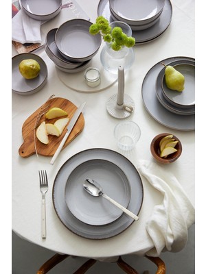 Kütahya Porselen Moderna 18 Parça 6 Kişilik Yemek Takımı Gri