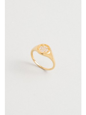 Yonca 18 Ayar Sarı Altın Kaplama Gümüş Minimal Yüzük