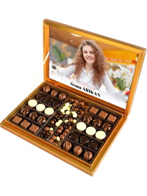 Fotoğraflı Isimli Hediye Kahve Drajeli Special Çikolata 490G Gold Kutu