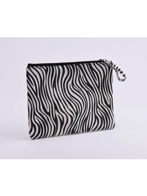 Bilger Siyah Beyaz Çizgi Portföy Makyaj Çantası