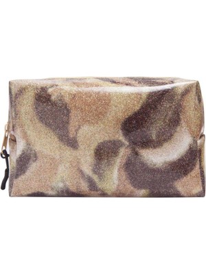 Bilger Pvc Kaplı Yeşil-Kahverengi Makyaj Çantası