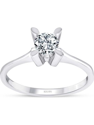 F Renk 0.50 Karat Pırlanta Tektaş Yüzük - Hrd Sertifikalı