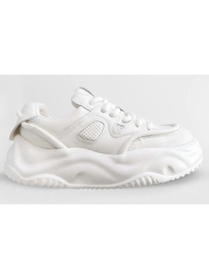 Lufian Lufıan Gemba Beyaz Kadın Sneaker Tekstil Malzemeden Düz Tabanlı Rahat Ayakkabı