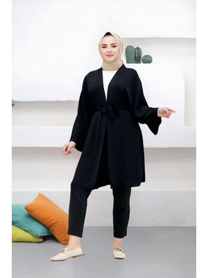 Kuşaklı Aerobin Geniş Kollu Oversize Uzun Kimono