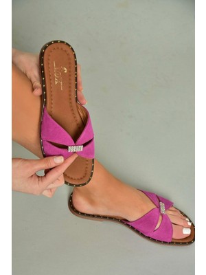 Fox Shoes U291290002 Fuşya Süet Kadın Terlik
