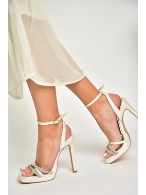 Fox Shoes S569612509 Sedef Yüksek Topuklu Kadın Abiye Ayakkabı