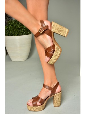 Fox Shoes U996251509 Taba Platform Kalın Topuklu Kadın Ayakkabı