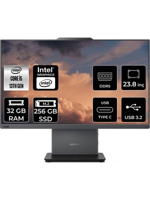 Lenovo Thinkcentre Neo 50A Gen 5 i5 13420H All In One Bilgisayar 32GB RAM 256GB SSD 23.8" FHD FreeDOS + Per4 USB 12SC000YTRP316