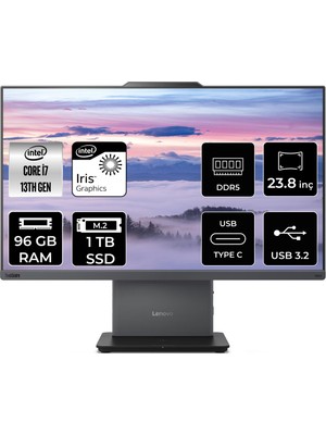 Lenovo Thinkcentre Neo 50A Gen 5 i7 13620H All In One Bilgisayar 96GB RAM 1TB SSD 23.8" FHD FreeDOS + Per4 USB 12SC000KTRP338