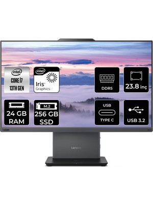 Lenovo Thinkcentre Neo 50A Gen 5 i7 13620H All In One Bilgisayar 24GB RAM 256GB SSD 23.8" FHD FreeDOS + Per4 USB 12SC000KTRP311
