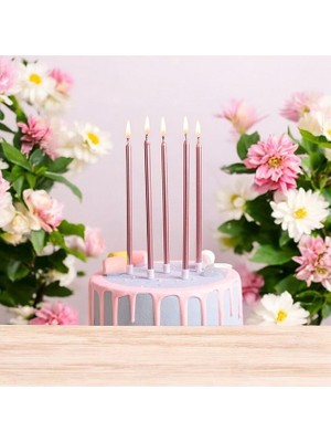 Brokoli Home Rose Gold Ince Uzun Mum 6 Adet 16 cm