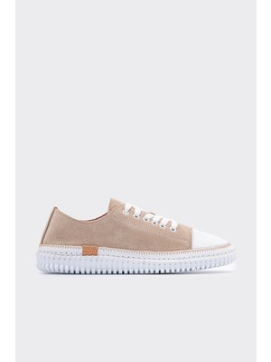 Shoemark Yulin Bej Deri Süet Kadın Sneaker