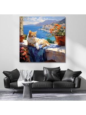 Artarilion Liman Manzarası ve Kedi Kanvas Tablo Dijital Baskı Tablo Modeli