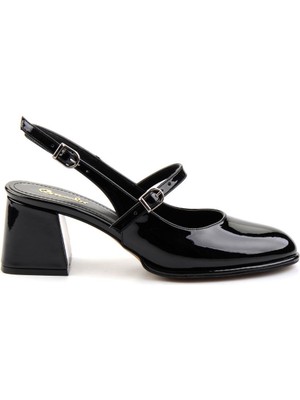 Bambi Siyah Rugan Kadın Klasik Topuklu Ayakkabı K01231443208