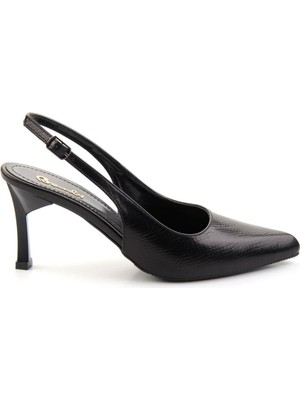 Bambi Siyah Yılan Kadın Klasik Topuklu Ayakkabı K01209090007