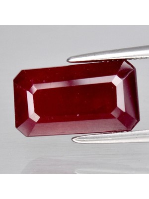 Aries 6.01 Ct 12.5x7 mm Octagon Red Ruby Gemstone Mozambique (Heated Glass Filling)