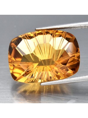 Aries 10.60 Ct 16.2x12 mm Vvs Cushion Natural Yellow Quartz Gemstone, Brazil