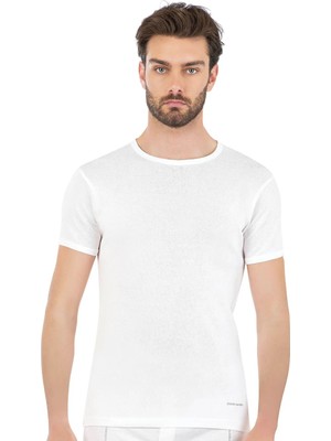 Pierre Cardin 440 Erkek Beyaz Ribana Kısa Kollu Yuvarlak Yaka Fanila