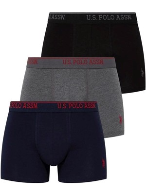 U.S. Polo Assn. 90005 Erkek Siyah-Antrasit-Lacivert Battal Beden 3 Lü Boxer Konforlu Kullanım