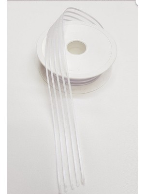 İpek Hobi Beyaz  Saten Çizgili Şifon Kurdele 2,5cm X 25m (Hilton Kurdele)  3 Adet