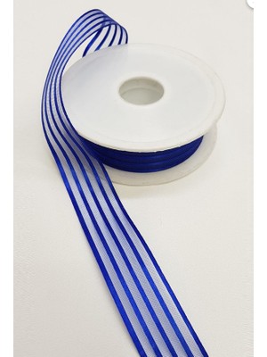 İpek Hobi Sax Mavi Saten Çizgili Şifon Kurdele 2,5cm X 25m (Hilton Kurdele)  1 Adet