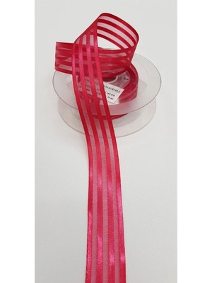 İpek Hobi Kırmızı  Saten Çizgili Şifon Kurdele 2,5cm X 25m (Hilton Kurdele)  1 Adet