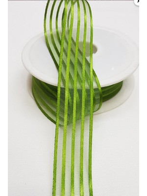 İpek Hobi Yaprak Yeşil Saten Çizgili Şifon Kurdele 2,5cm X 25m (Hilton Kurdele)  3 Adet