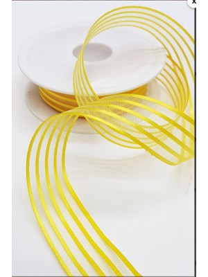 İpek Hobi Açık Sarı Saten Çizgili Şifon Kurdele 2,5cm X 25m (Hilton Kurdele)  1 Adet