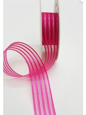 İpek Hobi Fuşya  Saten Çizgili Şifon Kurdele 2,5cm X 25m (Hilton Kurdele)  3 Adet