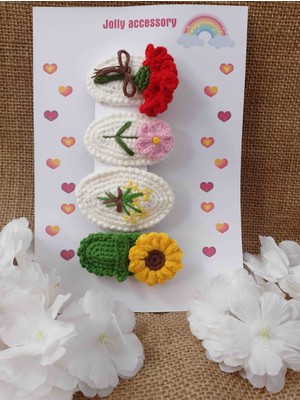 Jolly Accessory Anne ve Çocuk Örgü Çıt Çıt Toka Seti
