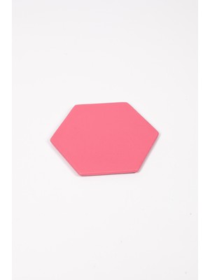Pembe Altıgen Deri Bardak Altlığı