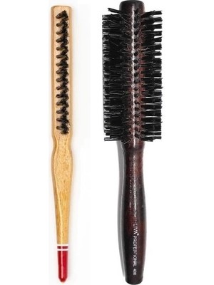 Liva 408& 690 Profesyonel Yanmaz Set Topuz Saç Fırçası-2'li