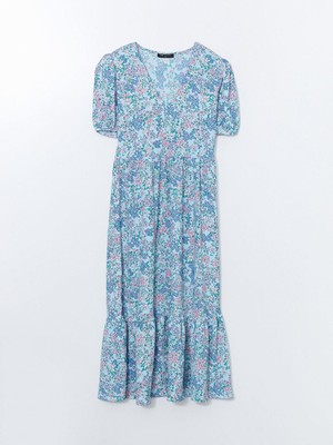 Lcw Comfort V Yaka Çiçekli Kadın Elbise