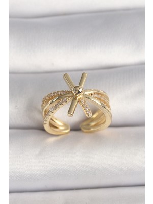 Angel Of Life Pirinç Gold Renk Ayarlanabilir Ziron Taşlı Kadın Yüzük - TJ-BYK3603