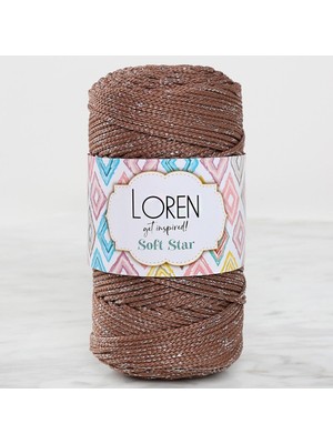 Loren Soft Star Makrome Ipi Gümüş Simli Kahverengi