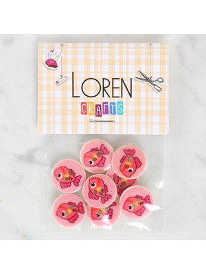 Loren Crafts 8'li Balık Düğme - 1178