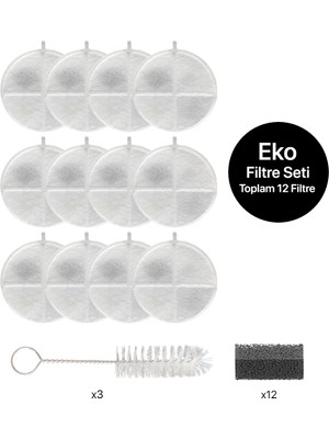 Xenon Smart Akıllı Su Pınarı Yedek Filtre 12'li Ekonomik Set (X8650 Modeli İle Uyumludur)