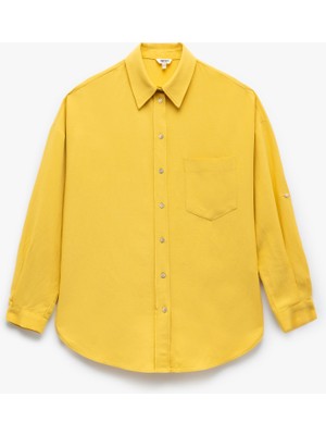 Koton Cepli Viskon Keten Karışımlı Uzun Kollu Gömlek