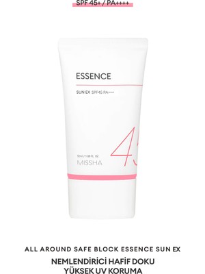 MISSHA Aydınlatıcı ve Nemlendirici Güneş Kremi All Around Safe Block Essence Sun EX SPF45/PA+++ 50ml