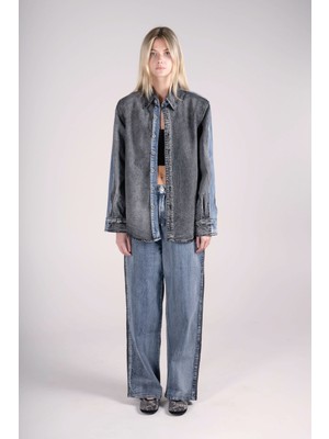 Çift Renkli Jean Gömlek