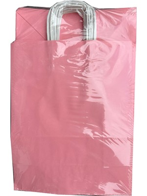 Omeyva Büküm Saplı Kraft Kağıt Karton Hediyelik Çanta Poşet Torba - Pembe - 25X31 Cm. - 25 Adetlik Paket