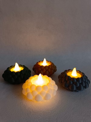 Bayan Rottenmeier Bubble Tealight 3'lü Dekoratif Obje, Biblo, Dekor, Tealight Mumluk (3 Adet LED Mumluk Dahil)