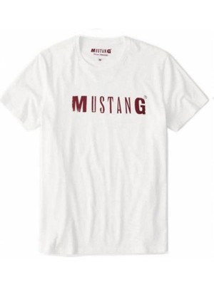 Mustang Logolu Beyaz Tişört