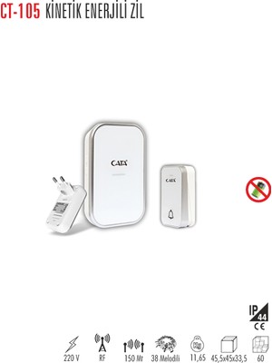 Cata CT-105 Kinetik Enerjili Kumandalı Zil (220V)