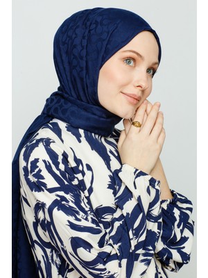 Valor Scarf Bloom Desen Şal - Lacivert